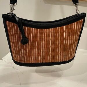 Baskets of Cambodia Tatami Hand Woven Grass Purse Handbag Brown & Black